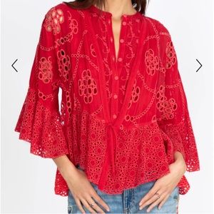 Johnny Was Red Lace Blouse